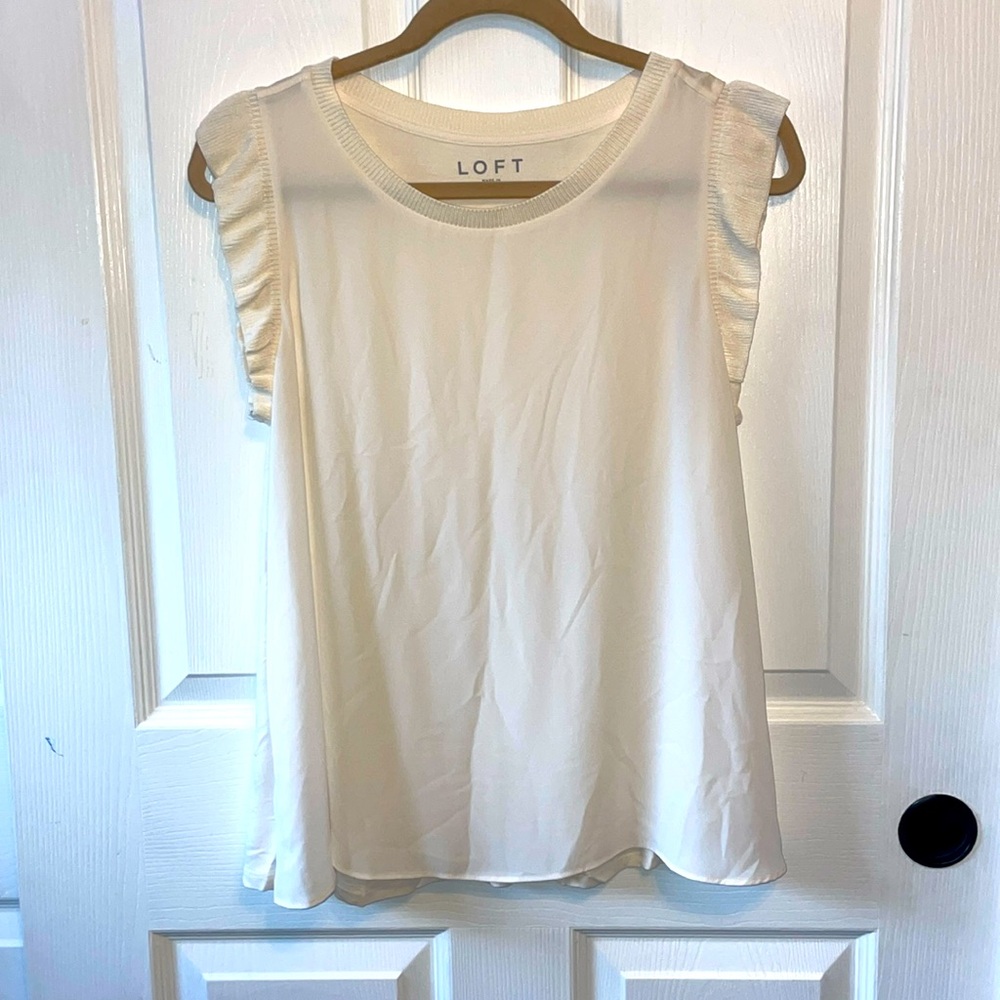 Loft Sleeveless Off White Blouse